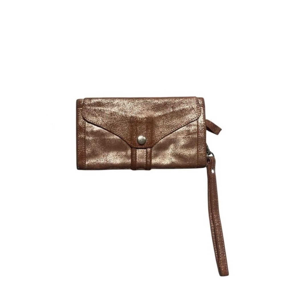 Metallic Copper Leather Wristlet Wallet Tri-Fold Western by Indie Spirit
